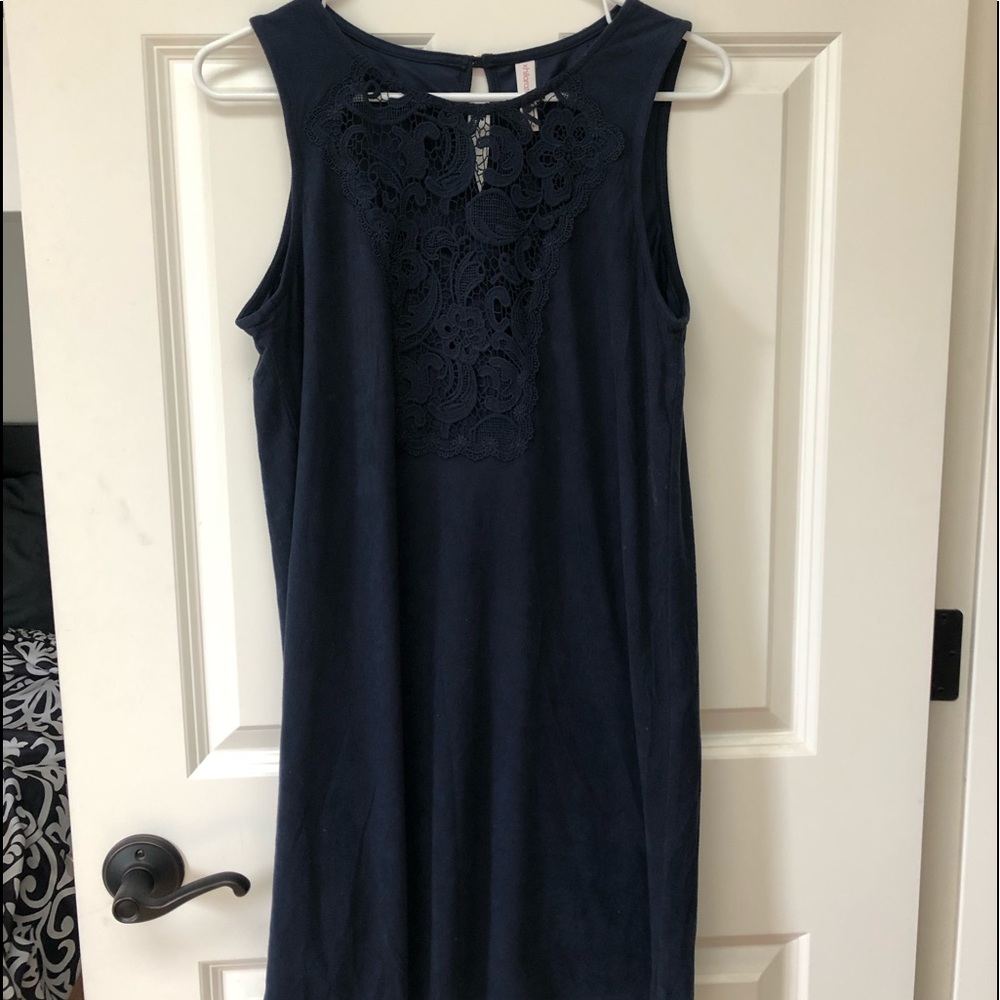 Tank top navy dress with lacey front